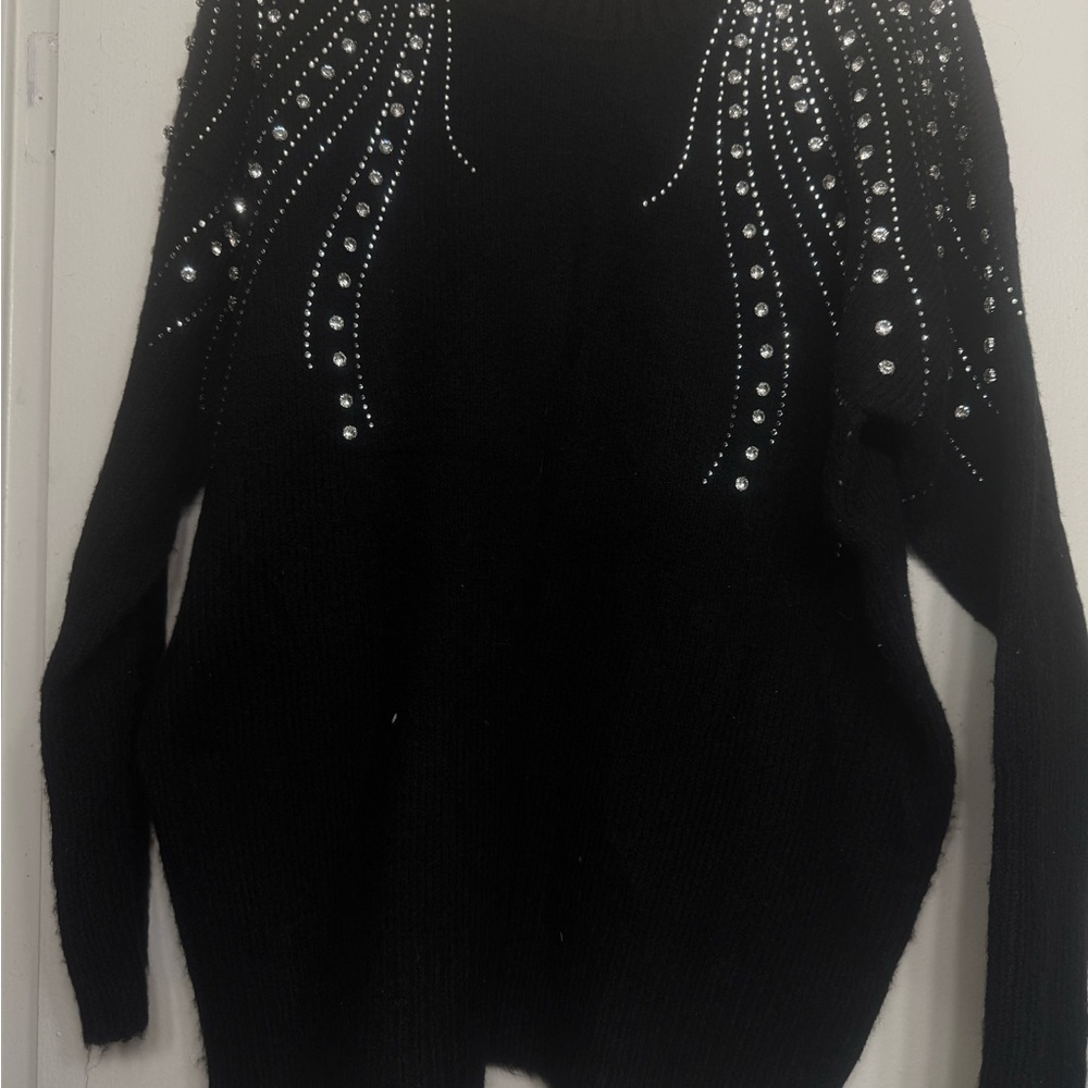 BB Dakota Black Sweater with Rhinestone Accents — Size S